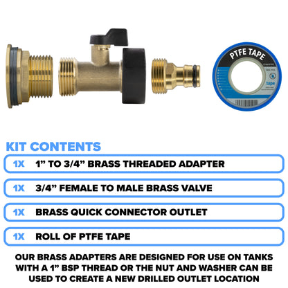 Full Brass Water Butt Adapter & Valve Kits
