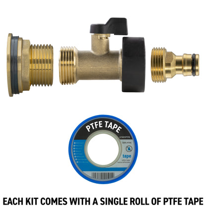 Full Brass Water Butt Adapter & Valve Kits