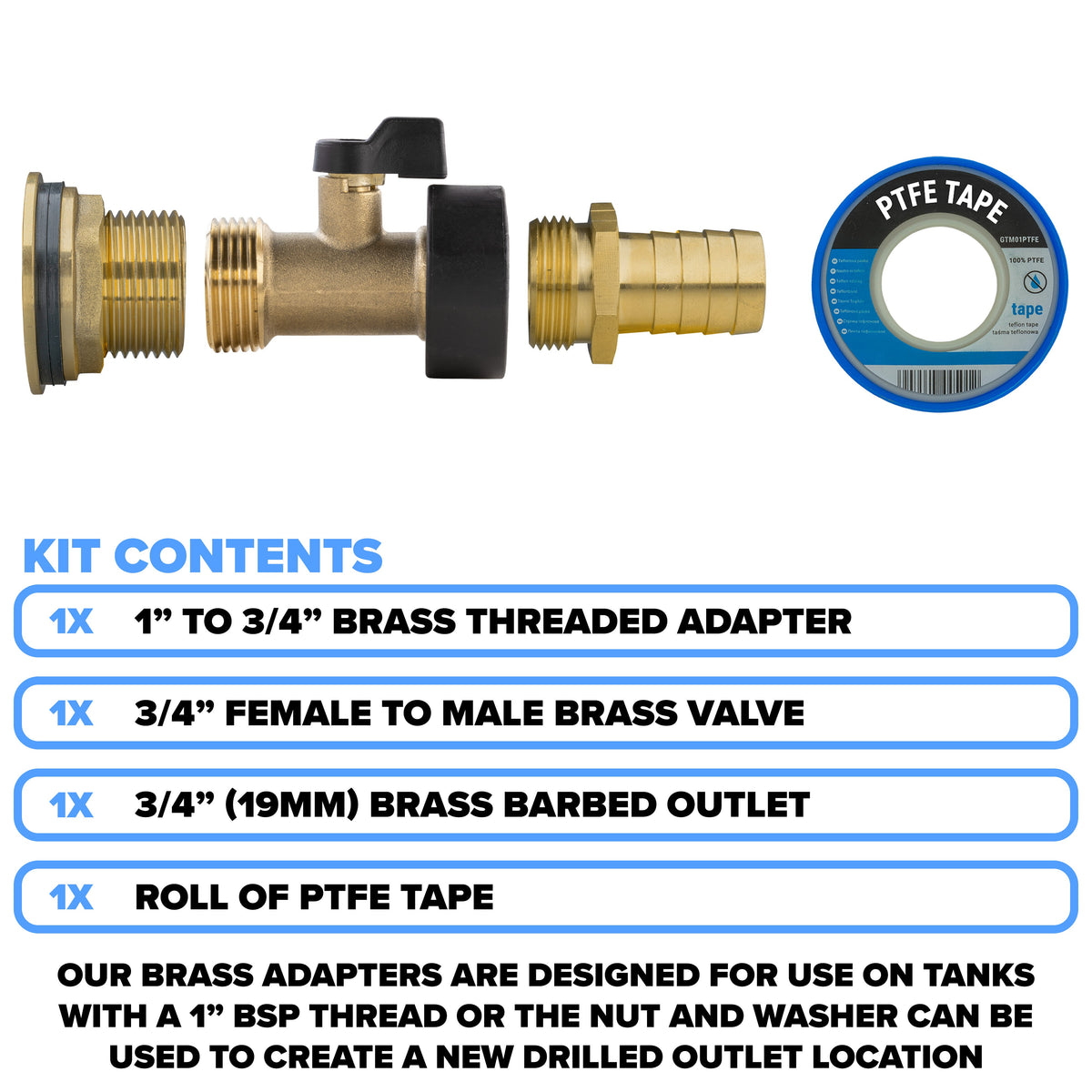 Full Brass Water Butt Adapter & Valve Kits