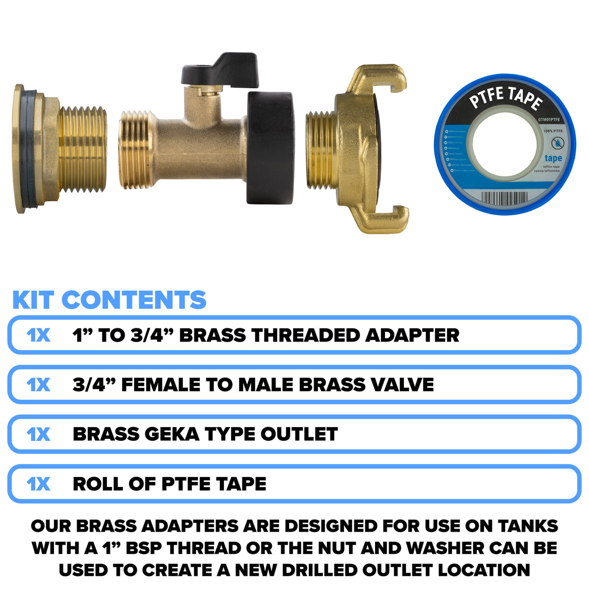 Full Brass Water Butt Adapter & Valve Kits