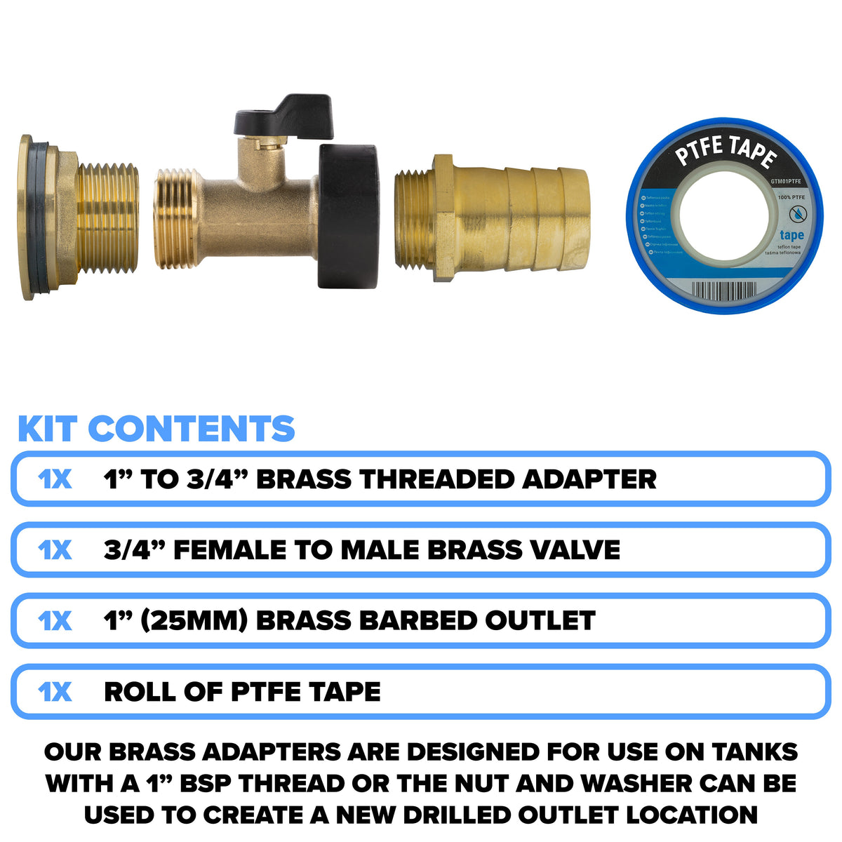 Full Brass Water Butt Adapter & Valve Kits