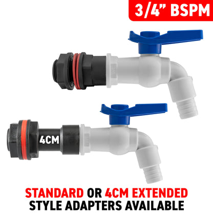 Water Butt Adapter + White PVC Tap