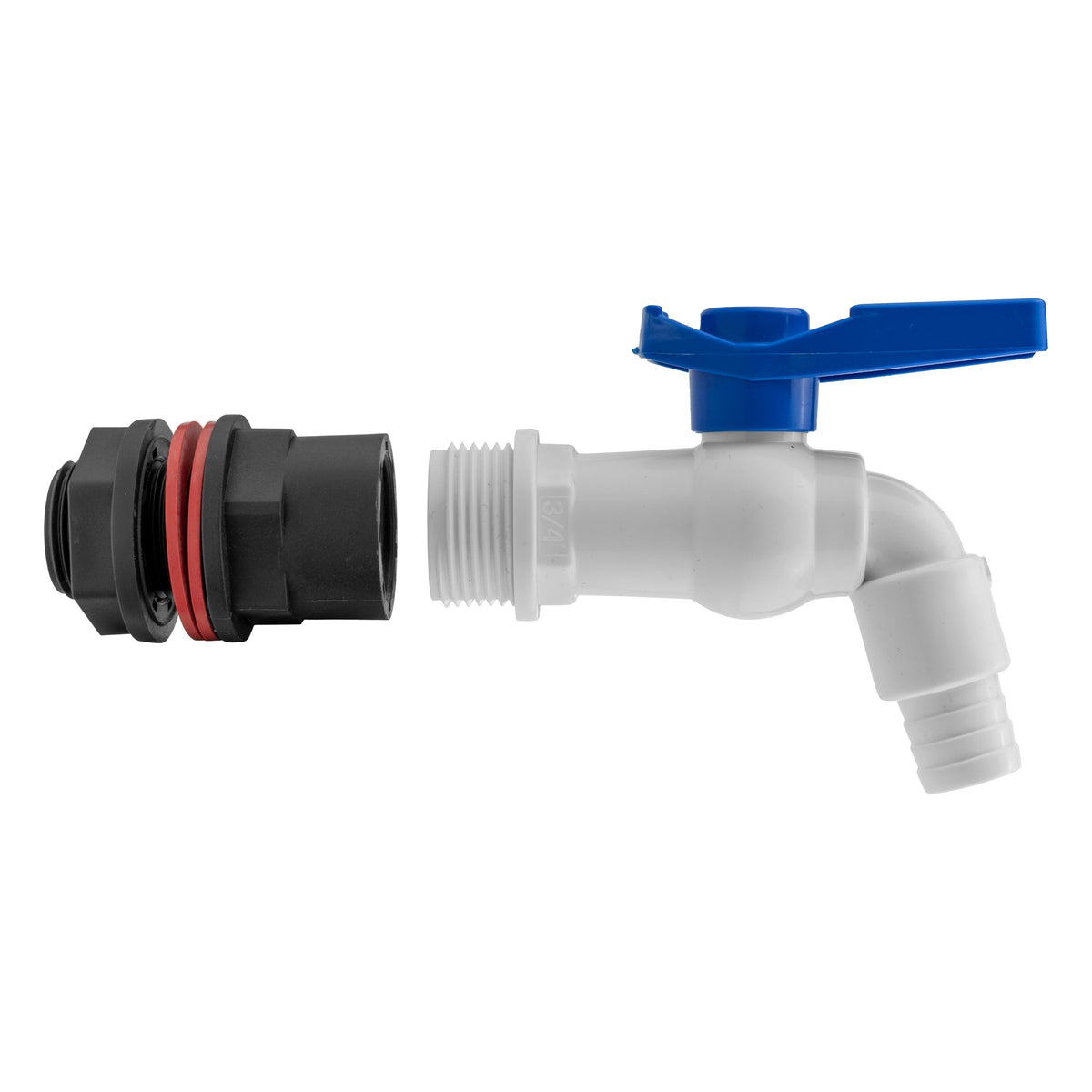 Water Butt Adapter + White PVC Tap