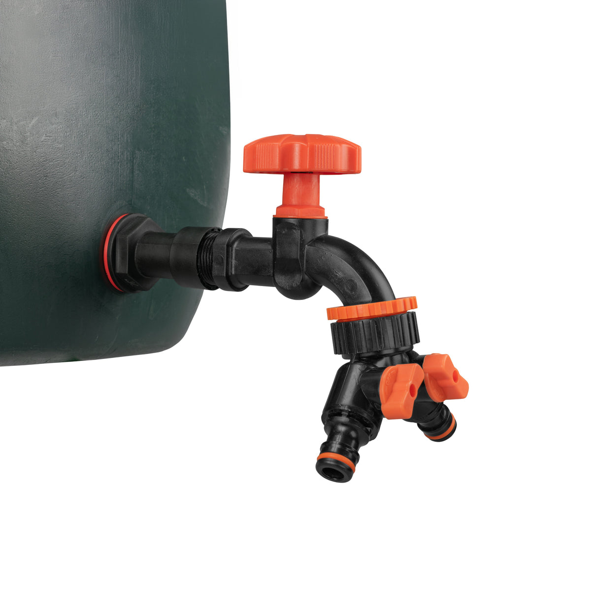 Water Butt Adapter + Black Plastic Bibtap & Splitter