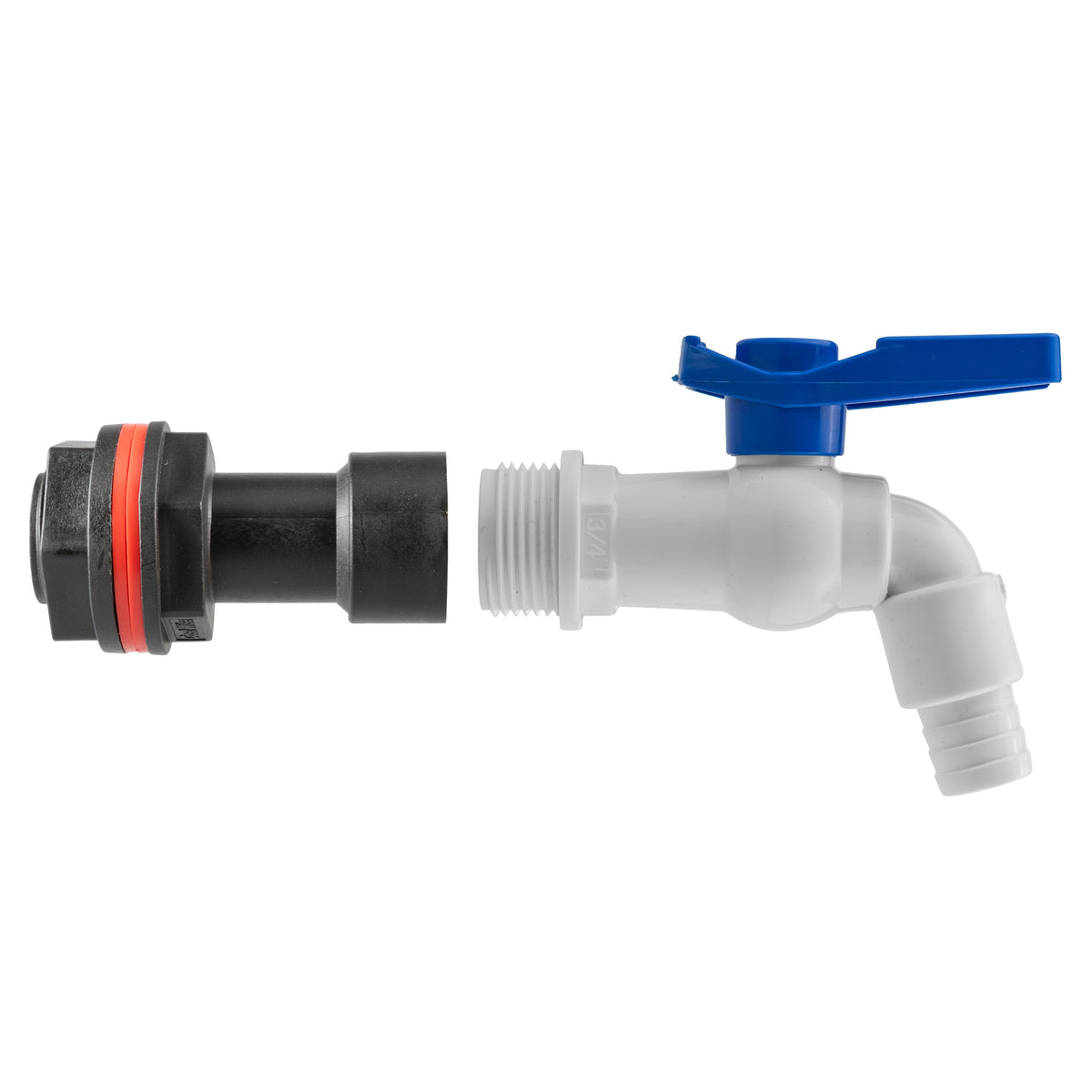 Water Butt Adapter + White PVC Tap