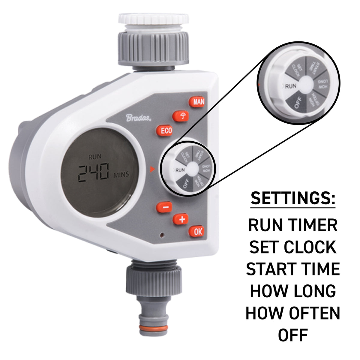 Single Outlet Electronic Control Water Timer, White Line