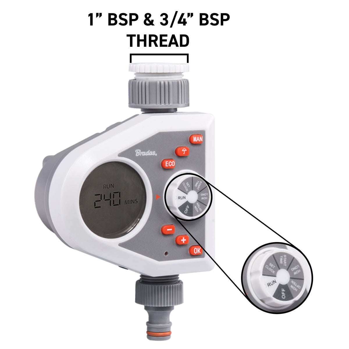 Single Outlet Electronic Control Water Timer, White Line