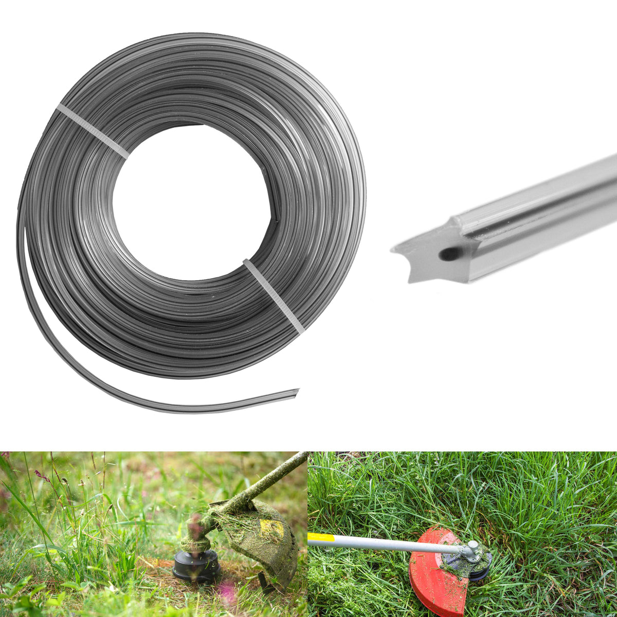 15m Dual Core Twisted Black Star Trimmer Line, 3mm