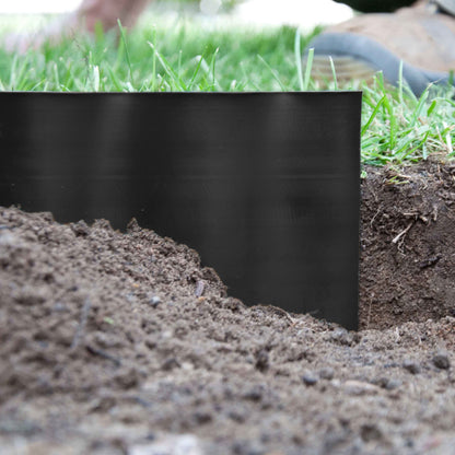 Black Crinkled Flexible Lawn Edging, 15cm Height