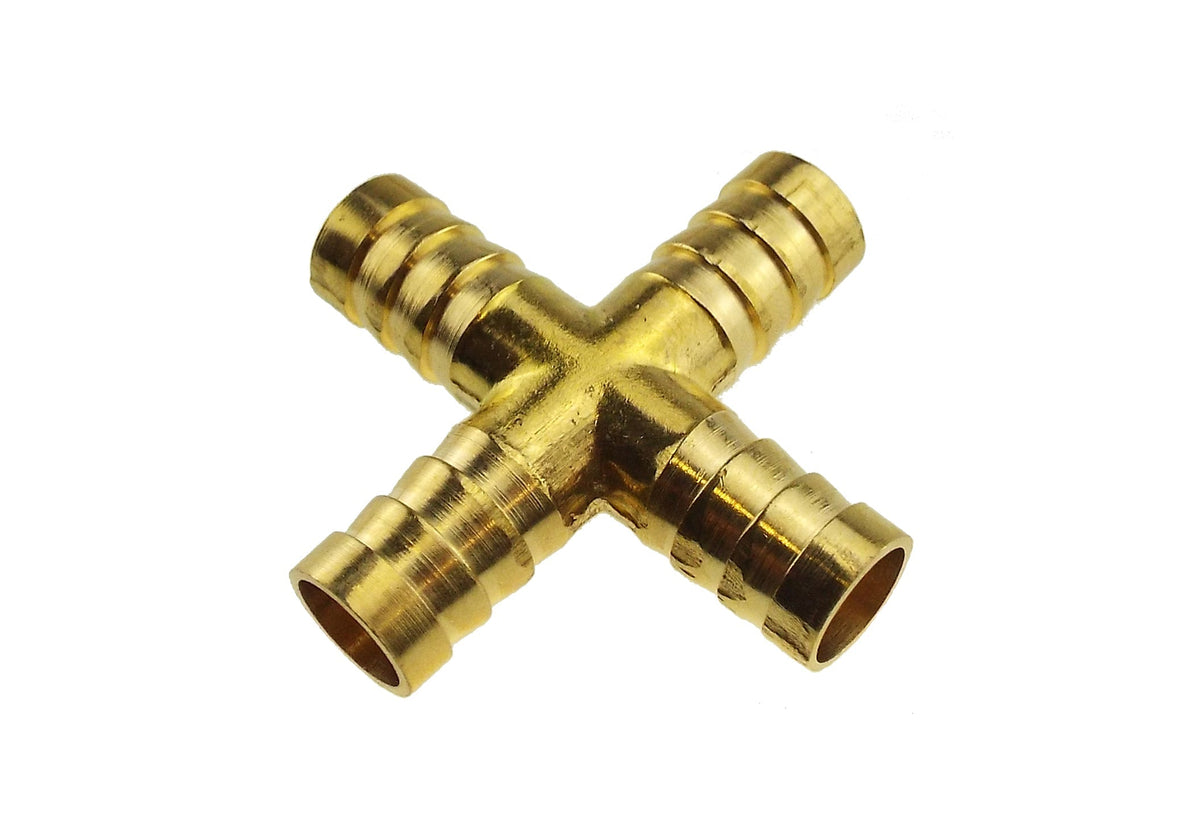 Brass 4-way Cross Splitter, 10mm