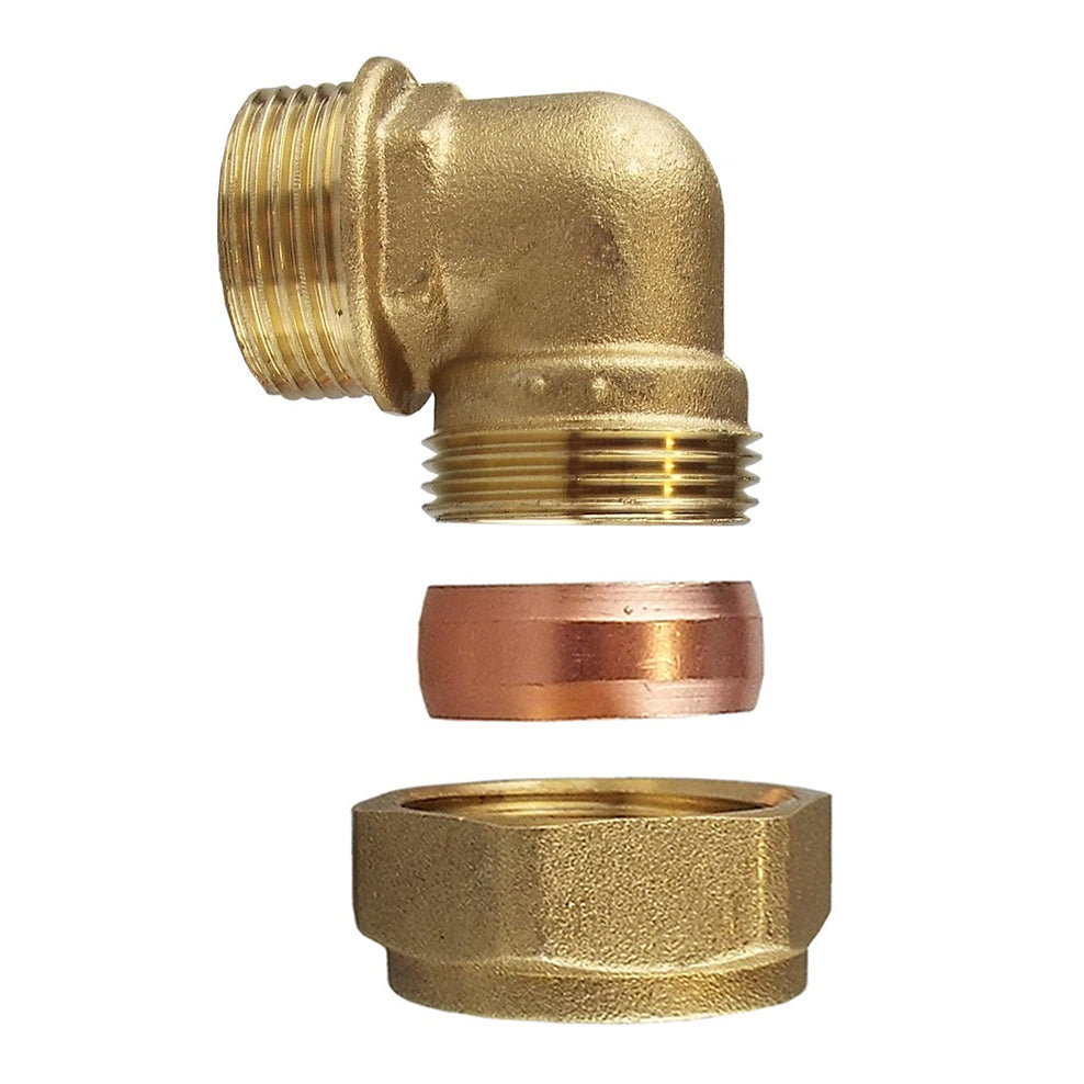Brass Compression Elbow for 28mm Copper Piping, 1"