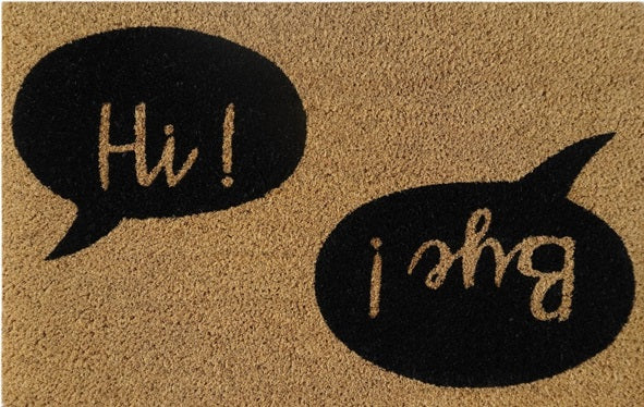 Coir Doormat, 60cm x 40cm - 'Hi! Bye!'
