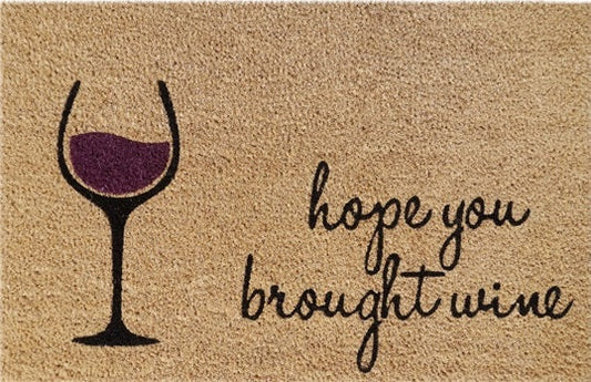 Coir Doormat, 60cm x 40cm - 'Hope You Brought Wine'