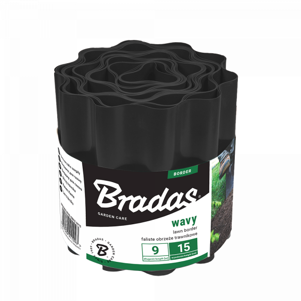 Black Crinkled Flexible Lawn Edging, 15cm Height