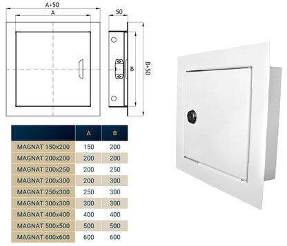 Lockable White Access Panel Service Door, 200mm x 250mm