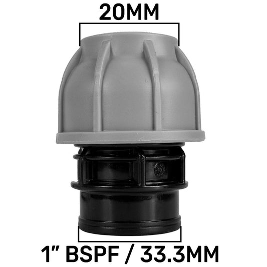 MDPE Straight Connector Coupling, 20mm - 1" BSPF
