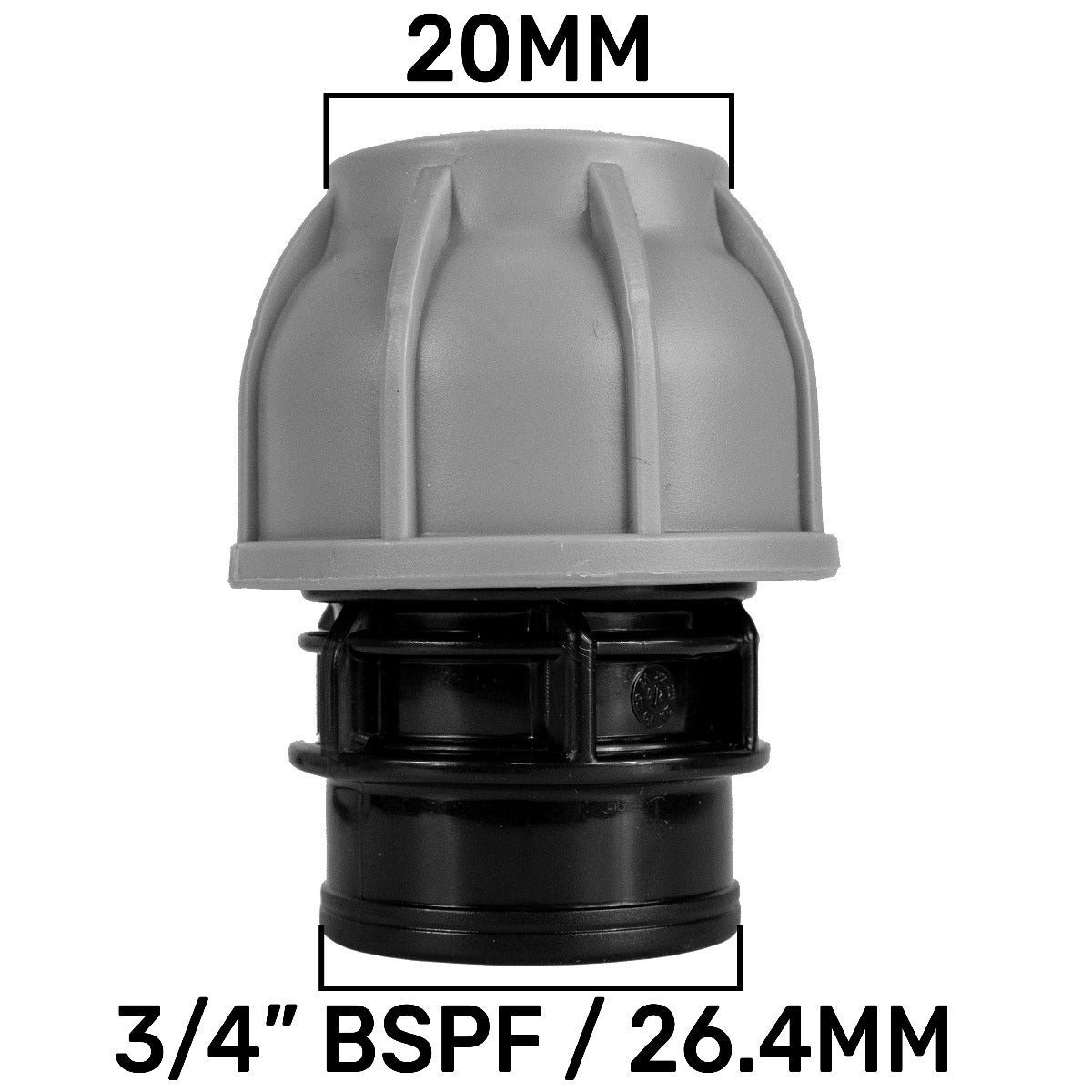 MDPE Straight Connector Coupling, 20mm - 3/4" BSPF
