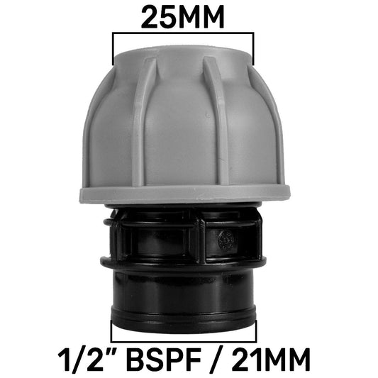 MDPE Straight Connector Coupling, 25mm - 1/2" BSPF