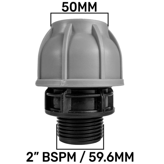 MDPE Straight Connector Coupling, 50mm - 2" BSPM