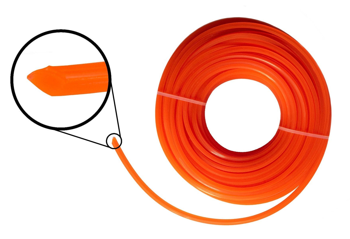 15m Twisted Orange Square Trimmer Line, 2.4mm