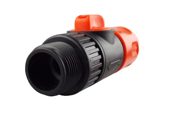 3/4" BSPM to Hosepipe Tap Connector with Valve, Black