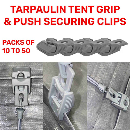 Grey Heavy Duty Sliding Grip Clips for Tents, Tarpaulins & Groundsheets