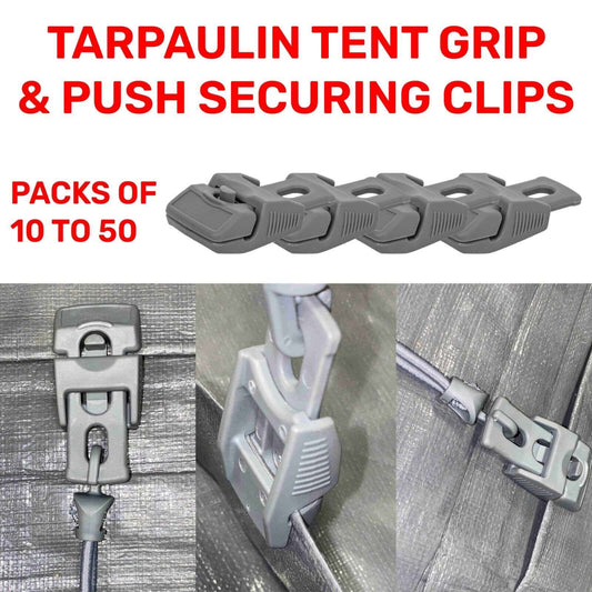 Grey Heavy Duty Sliding Grip Clips for Tents, Tarpaulins & Groundsheets