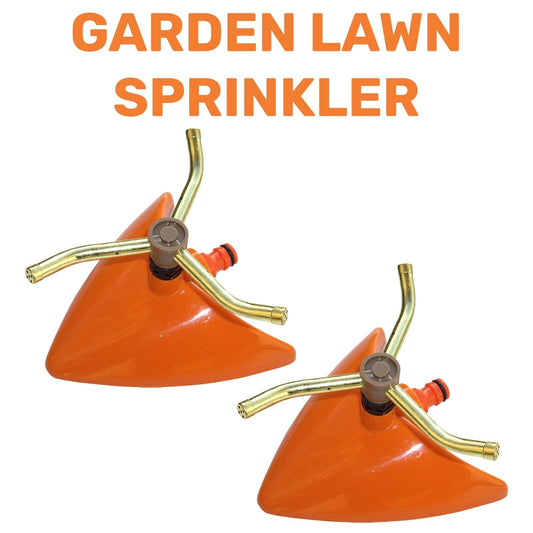 Orange Rotating Leaf Sprinkler for Watering Garden Lawns & Plants, 2x Pack