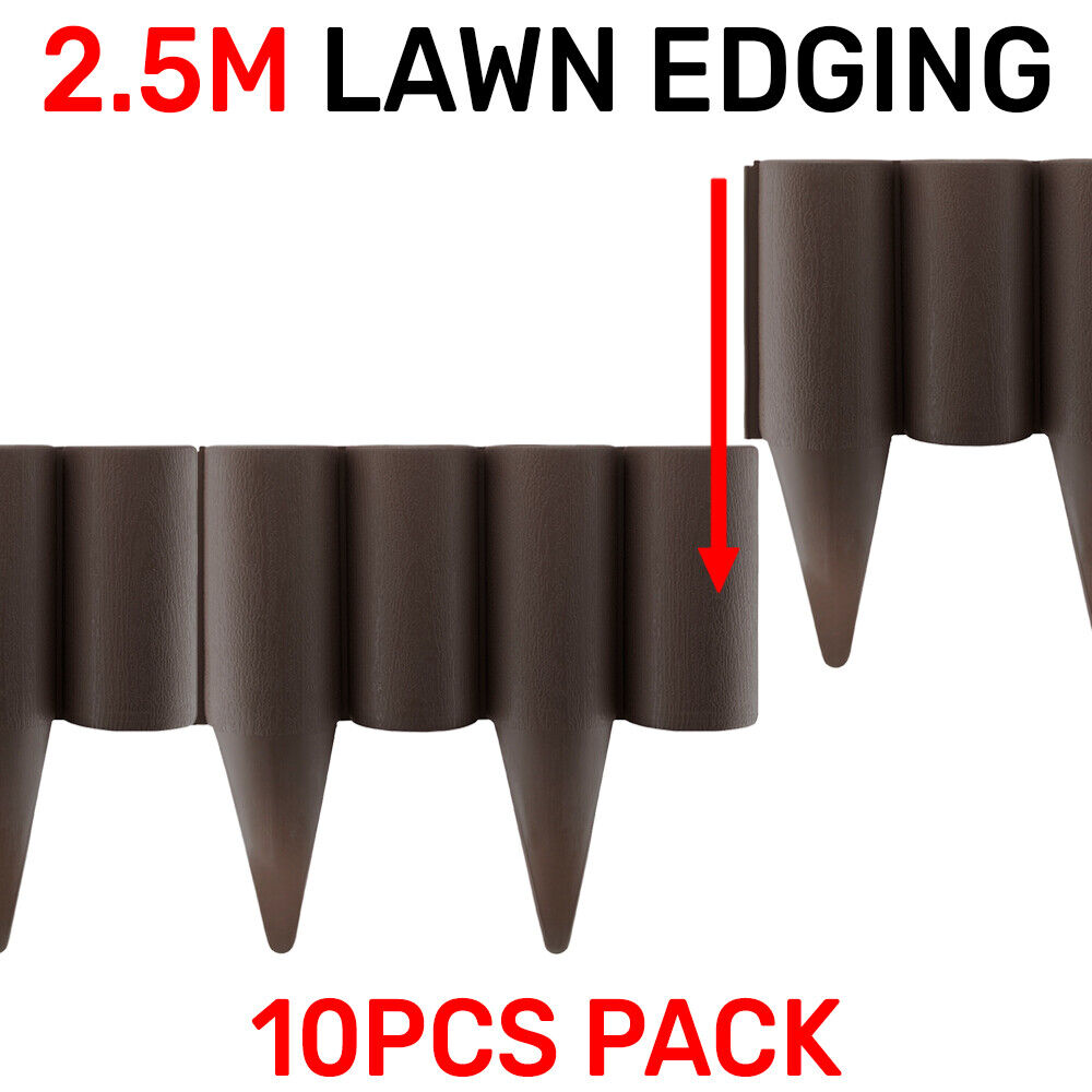 2.5m Long Garden Lawn Palisade Edging Border 8.2 ft Wall Flowerbed, Wood Texture