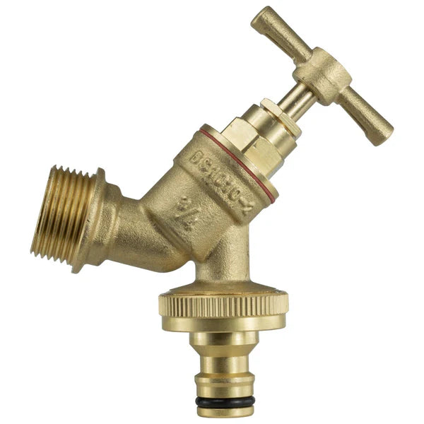 Solid Brass Garden Bib Barrel Tap 3/4" BSP to Quick Connect Hozelock Compatible