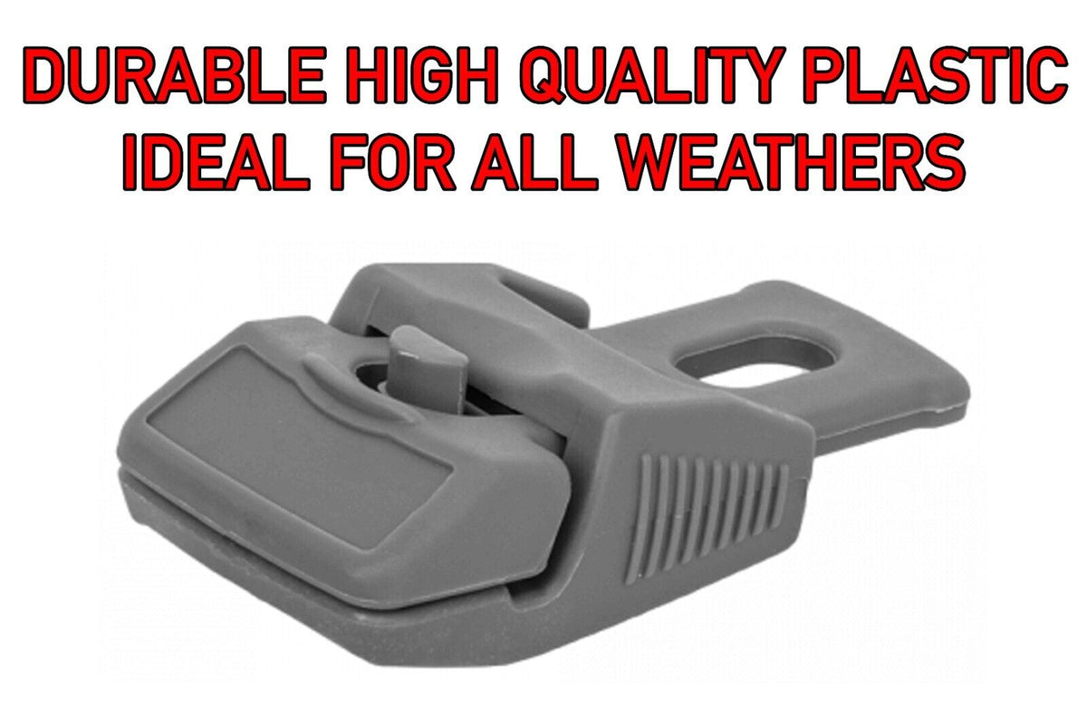 Grey Heavy Duty Sliding Grip Clips for Tents, Tarpaulins & Groundsheets