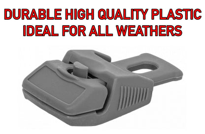 Grey Heavy Duty Sliding Grip Clips for Tents, Tarpaulins & Groundsheets