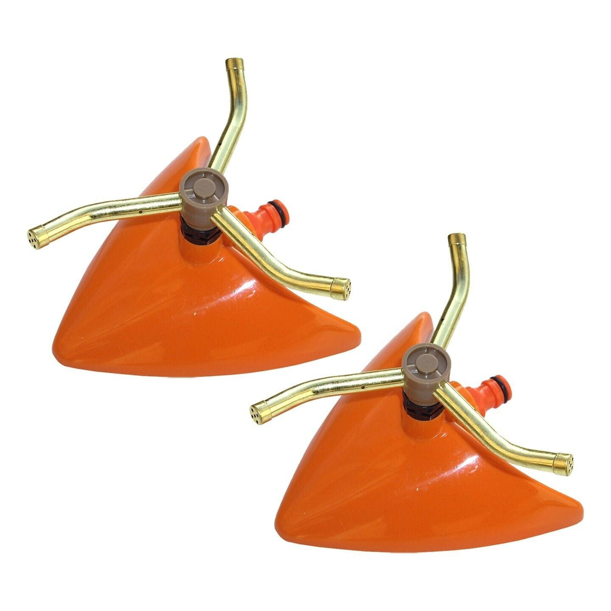 Orange Rotating Leaf Sprinkler for Watering Garden Lawns & Plants, 2x Pack