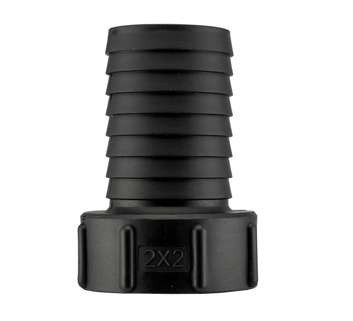 IBC S60X6 Tank Adapter, 60mm Coarse Thread to 2" (50mm) Barbed Hosetail