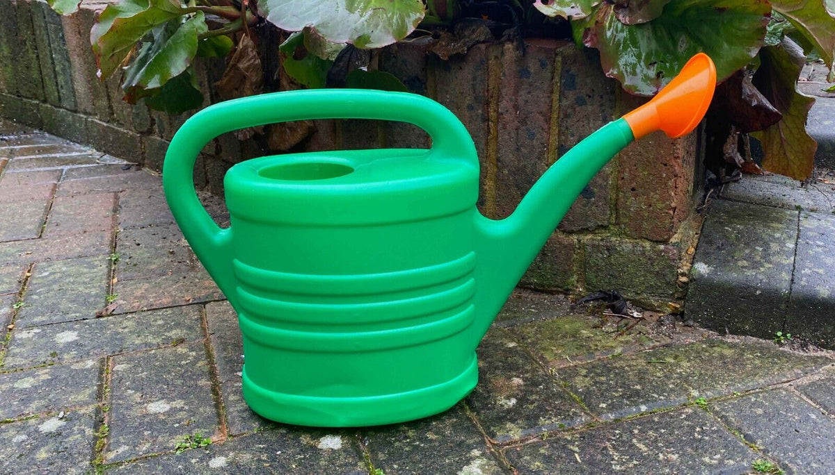 5L Green Plastic Garden Watering Can Bucket With Rose Open Sprinkler Long Spout