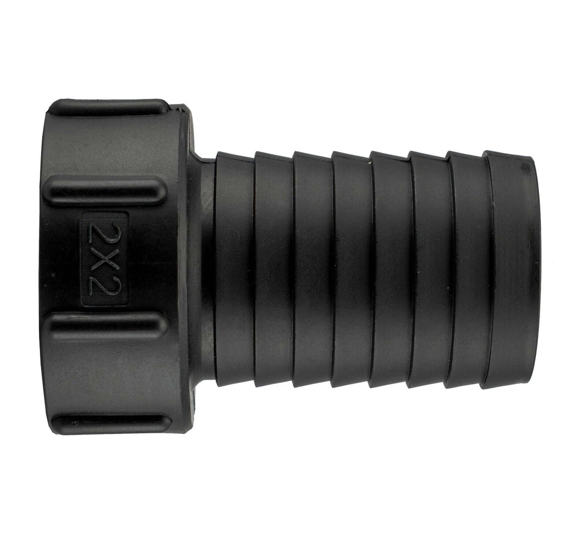 IBC S60X6 Tank Adapter, 60mm Coarse Thread to 2" (50mm) Barbed Hosetail