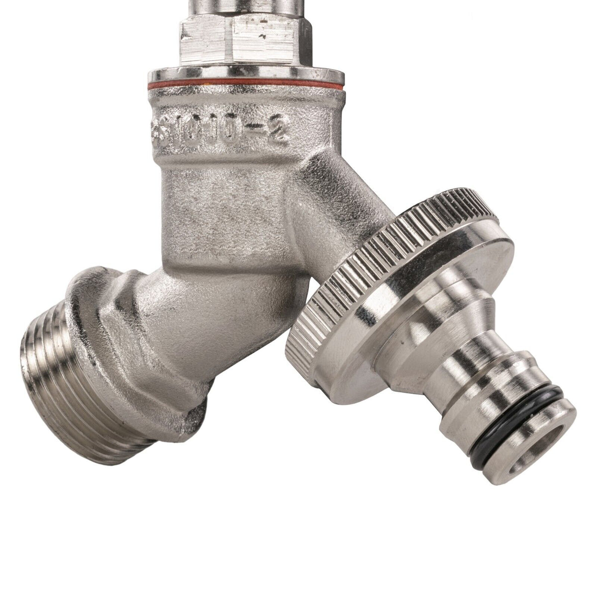 Solid Brass Garden Bib Tap Hozelock Compatible 1/2" Nickel Plated Quick Connect