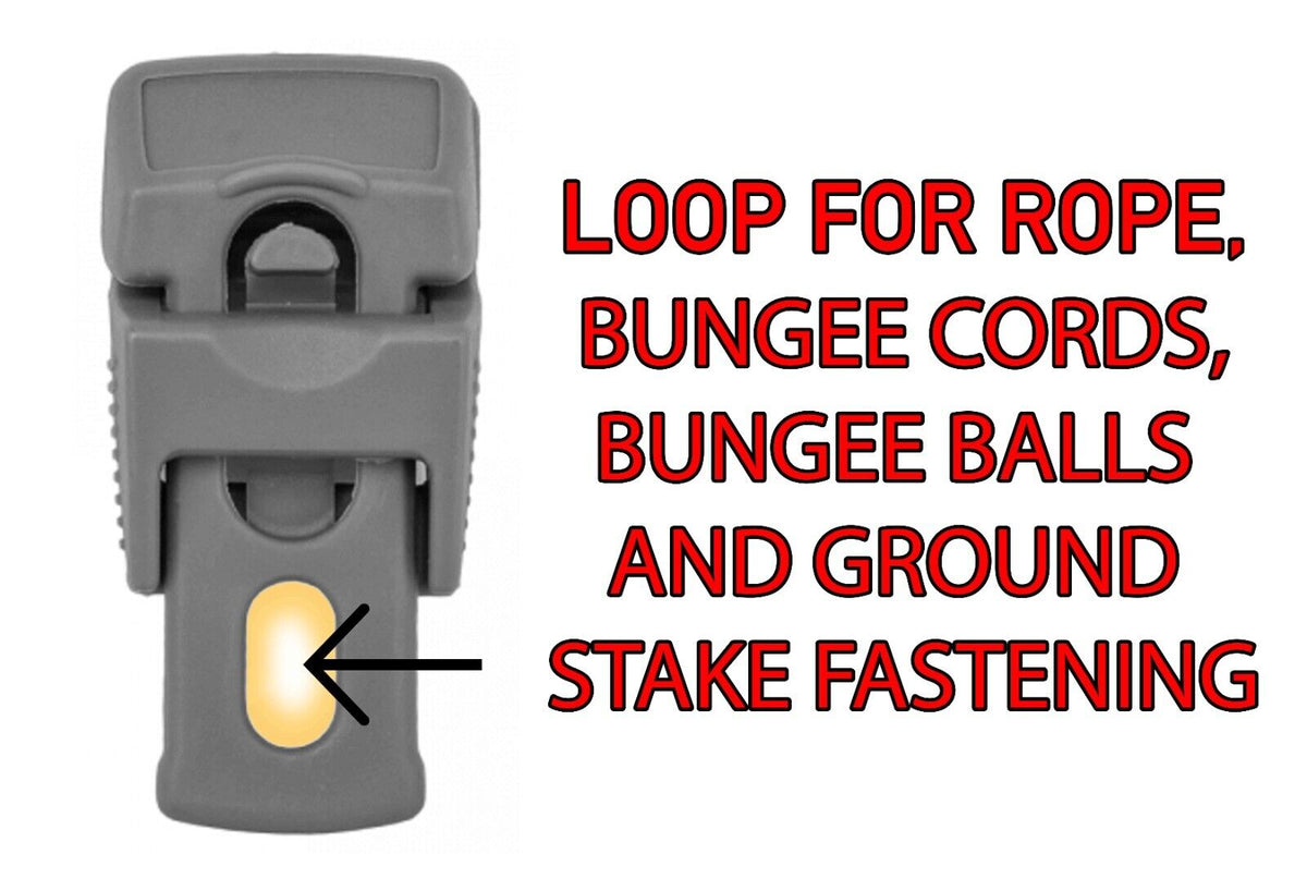 Grey Heavy Duty Sliding Grip Clips for Tents, Tarpaulins & Groundsheets