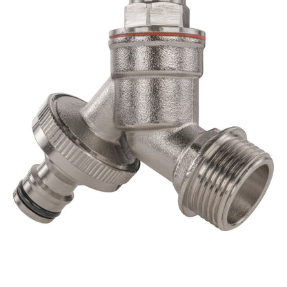 Solid Brass Garden Bib Tap Hozelock Compatible 1/2" Nickel Plated Quick Connect