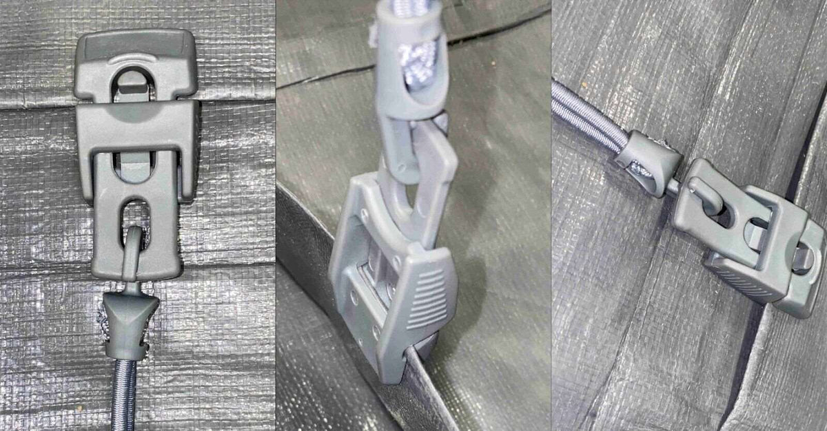 Grey Heavy Duty Sliding Grip Clips for Tents, Tarpaulins & Groundsheets