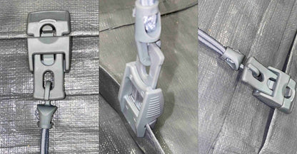 Grey Heavy Duty Sliding Grip Clips for Tents, Tarpaulins & Groundsheets