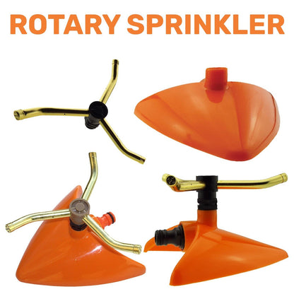 Orange Rotating Leaf Sprinkler for Watering Garden Lawns & Plants, 2x Pack