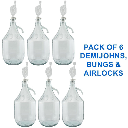 6x THICK Clear Glass 5L Demijohns Sets Wine Making Beer Alcohol HOME BREWING