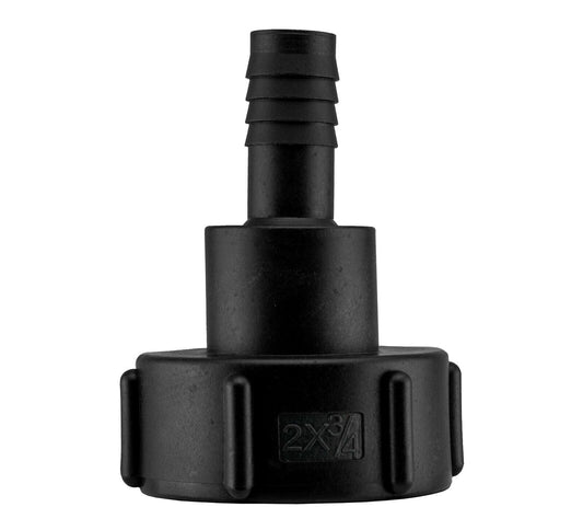 IBC S60X6 Tank Adapter, 60mm Coarse Thread to 3/4" (19mm) Barbed Hosetail