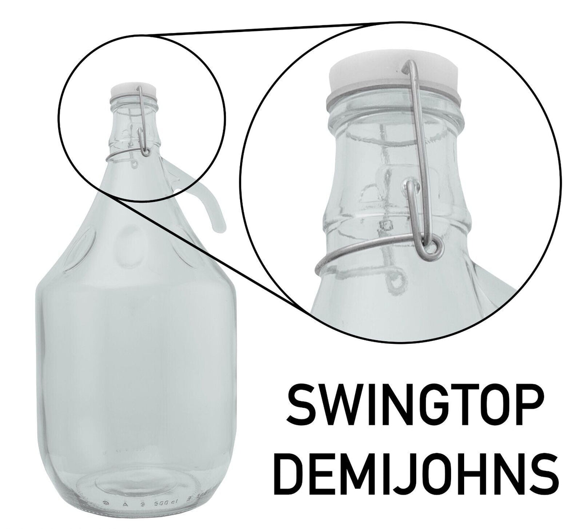 1 Gallon 5L GLASS DEMIJOHN Flip Top Cap Seals Home Brew Distilling Wine Making