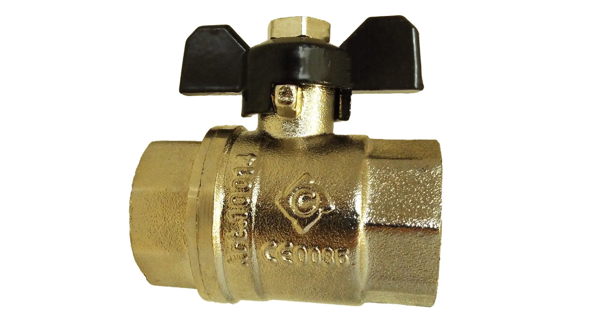 Female Nickel Plated Brass Butterfly Valve, 1"