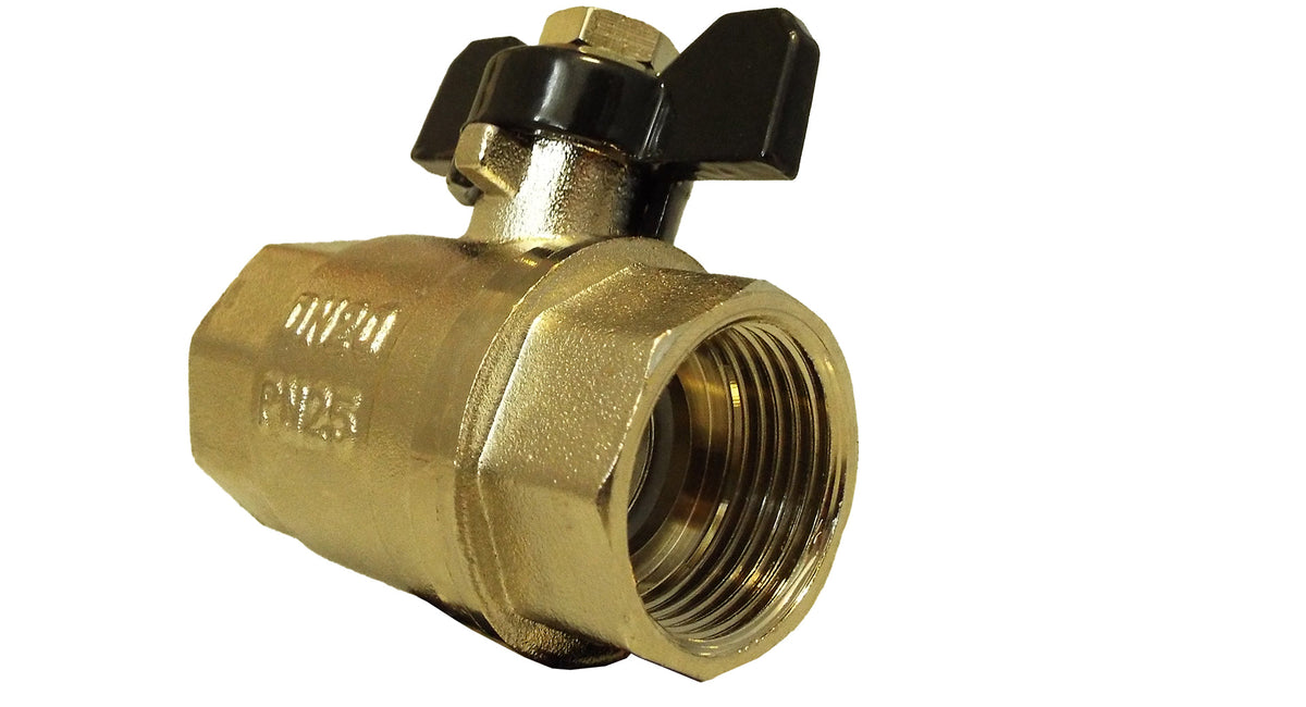 Female Nickel Plated Brass Butterfly Valve, 1"