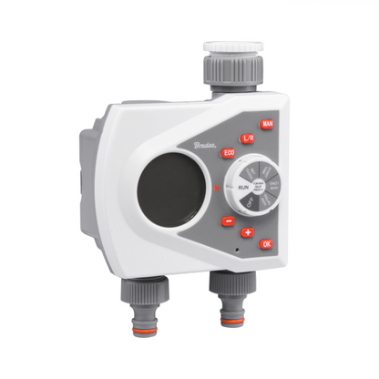 Double Outlet Electronic Control Water Timer, White Line